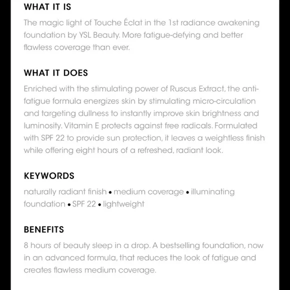 💯YSL Touche Eclat Radiance Awakening Foundation🎁 - Picture 3 of 8